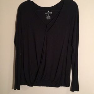 AE black long sleeve with chest detail